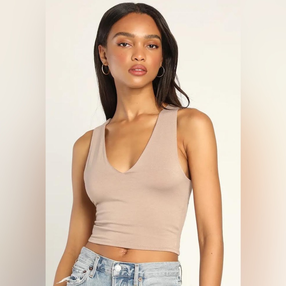 Feel Like Dancing Taupe Crop Top NWT